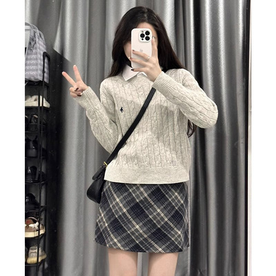 taobao agent Knitted demi-season sweater, long-sleeve, jacket, suitable for teen, round collar, 2023 collection