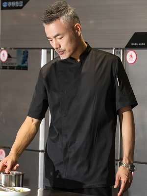 酒店厨师工作服短袖男女饭店餐饮后厨房专用厨师服装高档透气纯棉