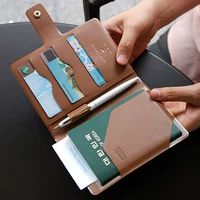 Gói hộ chiếu ở nước ngoài đa chức năng giấy chứng nhận gói thẻ gói hộ chiếu giữ da Hàn Quốc du lịch giữ vé bảo vệ bìa túi đựng giấy tờ ô tô