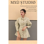MXU nhập khẩu tùy chỉnh 2018 áo gió váy mùa xuân mới ngắn đơn ngực chic eo áo khoác