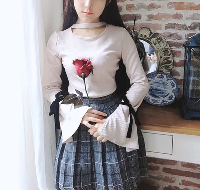 taobao agent Genuine demi-season elastic beige knitted sweater, jacket, long-sleeve
