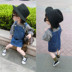 2018 cô gái Hàn Quốc mùa xuân mới kẻ sọc búp bê áo + denim dây đeo váy hai mảnh nghệ thuật giản dị 4046 Mùa xuân