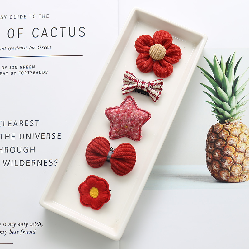 10 ﹥ Red Stripe Big Flower ﹥ Sweat Hair Clipbaby Hairpin trumpet Hair clip lovely Little bow Mini baby Hairpin No hair injury Headwear princess Fetal hair