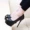 Mùa xuân 2018 mới cực cao gót cá miệng giày đế bệt không thấm nước giày cao gót đế cao giày nông màu đen và trắng thấp để giúp giày nữ - Giày cắt thấp