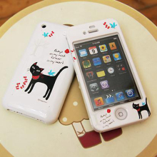 ЮжнаяКорея Импорт вызывает Happymori спереди и сзади оболочка телефона - кот подходит для iPhone 4 / 4S