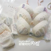 Cô gái Nhật Bản dễ thương smudged voan ren sexy áo ngực lớn tấm thép tập hợp phụ nữ bộ đồ lót