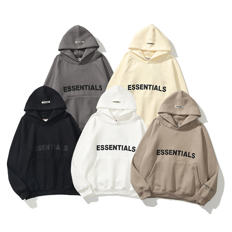 thumbnail for Essentials three-dimensional letter print velvet hooded sweatshirt FOG men's and women's youth street hip-hop jacket