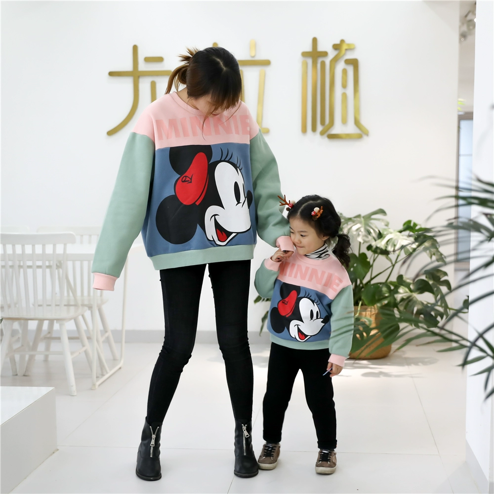 Mùa đông 2019 mới xuất khẩu bé gái Hàn Quốc Minnie dễ thương hit áo len lông cừu màu mẹ-con mẹ và phụ nữ - Trang phục dành cho cha mẹ và con