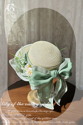 taobao agent Alice Girl Original Lolita Wind Bell Girl Handmade Bow Flower Decoration Straw Hat BNT Headgear