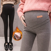 Bà bầu mặc quần legging mùa đông đi chơi cộng với nhung dày ấm áp ngày lạnh bụng nâng quần áo mùa đông Quần bà bầu dài quần đen