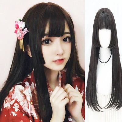 taobao agent Wigga hair style black long straight hair cos men and women universal long roll pseudo -maternal change universal animation cosplay fake hair