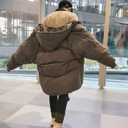 Áo khoác cotton nam mùa đông dài nam áo khoác cotton rộng dày đôi tình nhân bánh mì nam mùa đông xuống áo khoác