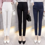 Mùa xuân 2019 của phụ nữ phiên bản Hàn Quốc của khí chất là mỏng bên hông dây kéo cao eo đen quần chuyên nghiệp chân quần chín quần - Cộng với kích thước quần áo