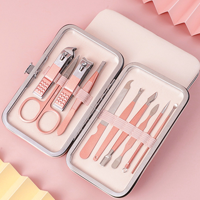 Rose Gold [10 Piece Set]trim Nail clippers suit Nail groove foot Scissors pliers special-purpose pedicure Manicure tools high-grade single ma'am inflammation Artifact