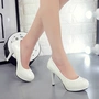 Giày cao gót nữ 2017 phiên bản mới của Hàn Quốc mỹ với miệng nông tròn đầu thấp Giày đế thấp 10cm đế chống nước cỡ lớn chuyên nghiệp sandal nữ hàn quốc
