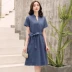 Deep Yidu 2019 hè mới dành cho nữ mùa hè mid-length váy ngắn tay áo ren cotton 831 - Váy dài Váy dài