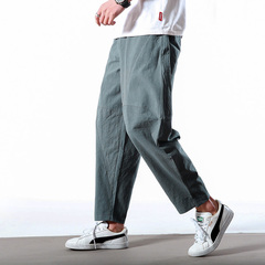 Chinese Spring and summer linen pants men's Capris loose casual pants Nepalese radish Pants Cotton hemp lantern pants trend