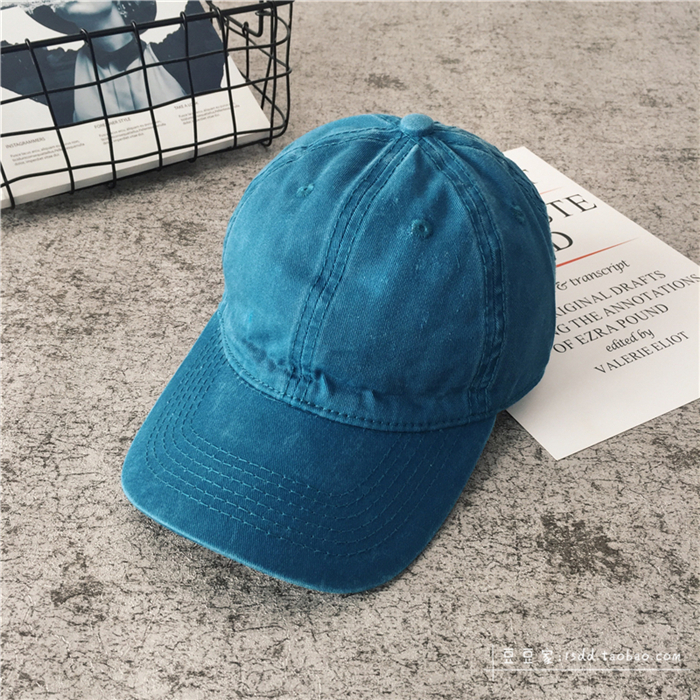 Blue LakeHat female summer Korean version Versatile Solid color Baseball cap ins washing sunshade peaked cap summer student male street tide