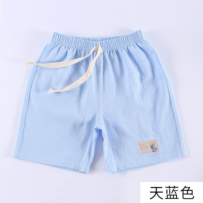 Lotus Root ColorBoy shorts 2021 summer new pattern Children's wear baby pure cotton Capris children leisure time shorts Wear out tide