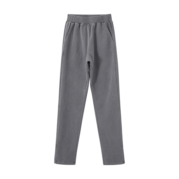GreyHigh street washing Make old Split Straight tube sweatpants  motion leisure time Simplicity Solid color men and women trousers