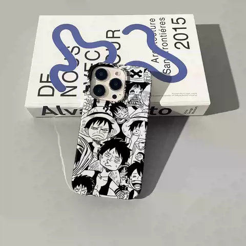 One Piece Monkey D. Luffy Manga Collage Black & White Phone Case for iPhone 17, 16, 15, 14, 13 and 12