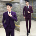 Hàn quốc phiên bản của chú rể mới cưới phù hợp với ba mảnh màu tím người đàn ông béo phù rể váy thêm kích thước lớn phù hợp với phù hợp với nam Suit phù hợp
