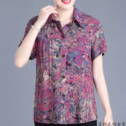 Áo sơ mi nữ trung niên 2019 ngắn tay cotton ngắn tay áo sơ mi nữ rayon áo thun nữ - Phụ nữ cao cấp