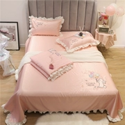Màu hồng phong cách công chúa mát lạnh băng lụa ba bộ thêu điều hòa có thể giặt điều hòa mềm mat 1,8m giường đơn - Thảm mùa hè