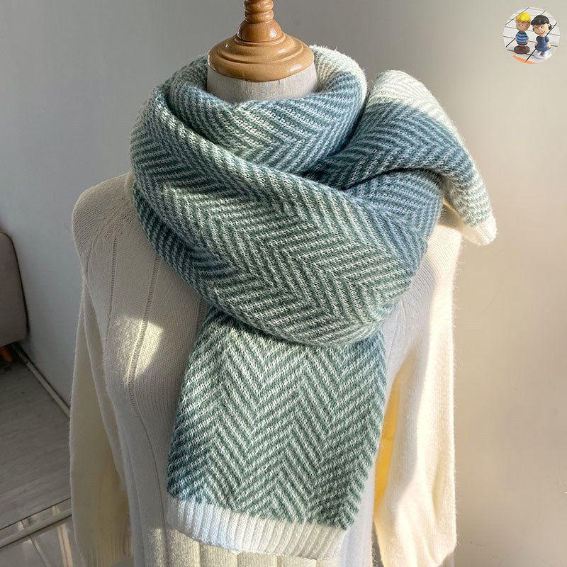 Herringbone green and white