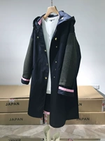 Màu sắc mới ~ Nhật Bản thiết kế thích hợp ~ màu hồng dệt lót đánh màu Một từ hồ sơ lớn trùm đầu dài trench coat áo khoác cardigan nữ