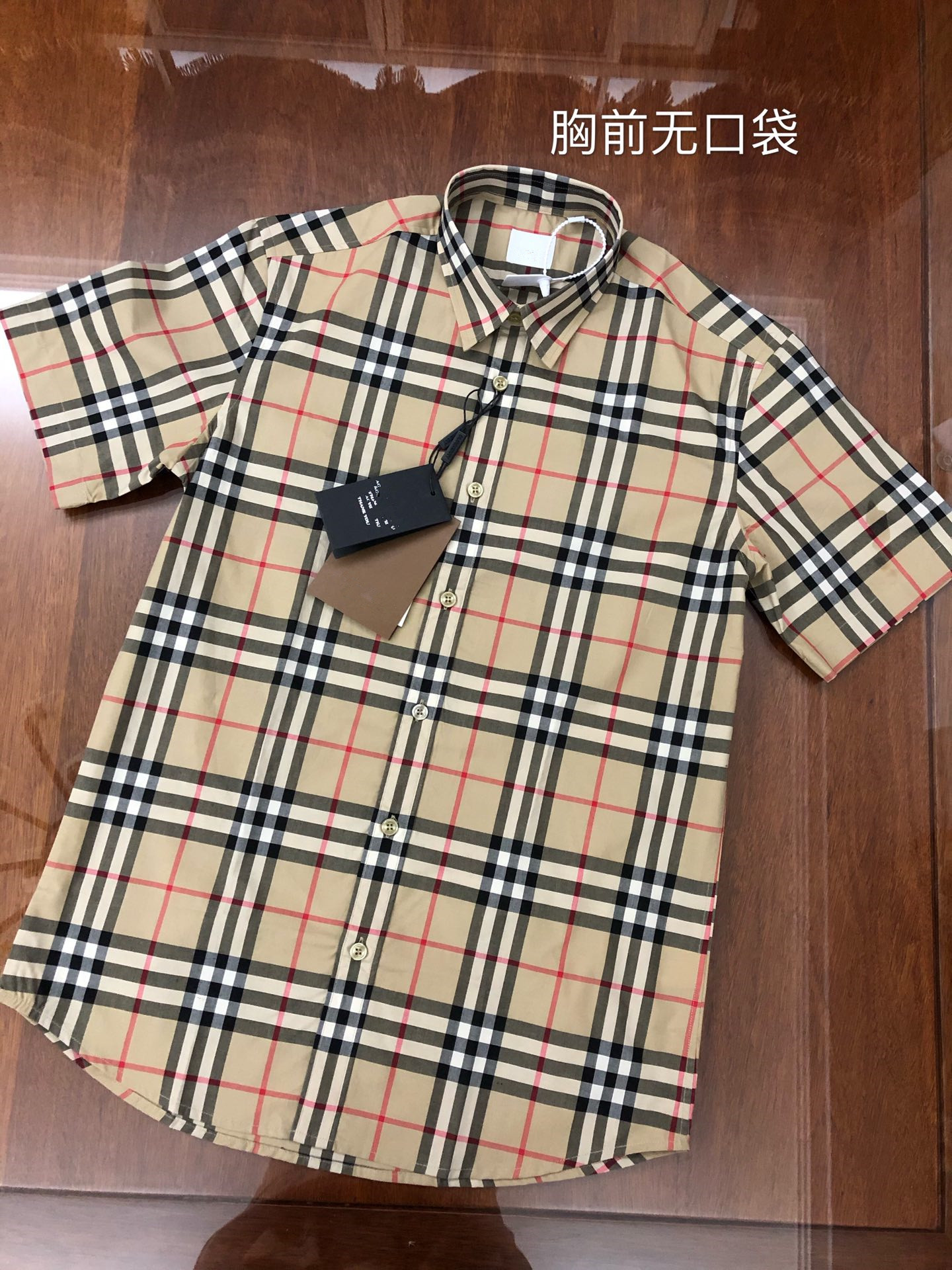 Xiaoge Tibetan Beigenew pattern Europe and America lattice shirt men's wear home Short sleeve lovers classic letter rainbow Britain Check pattern Big size shirt b