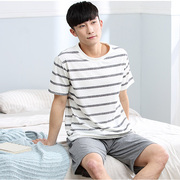 Đồ ngủ nam mùa hè của nam giới đồ ngủ ngắn tay cotton phù hợp với giản dị dịch vụ nhà nam cotton cộng với phân bón XL mỏng