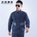 Cổ áo đứng quần yếm denim phù hợp với nam bông thiết bị hàn nhiều túi nhà máy mặc chống hàn mặc quần áo bảo hộ set đồ nam đẹp Bộ đồ