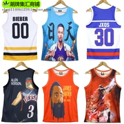 Fancy bóng rổ đường phố Kuri Kobe Iverson xu hướng in ấn nam giới và phụ nữ jerseys kích thước lớn casual mồ hôi vest