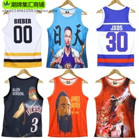 Fancy bóng rổ đường phố Kuri Kobe Iverson xu hướng in ấn nam giới và phụ nữ jerseys kích thước lớn casual mồ hôi vest áo thun nam thể thao