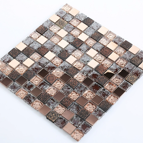 Стеклянная металлическая мозаика из нержавеющей стали на стену, зеркальный эффект