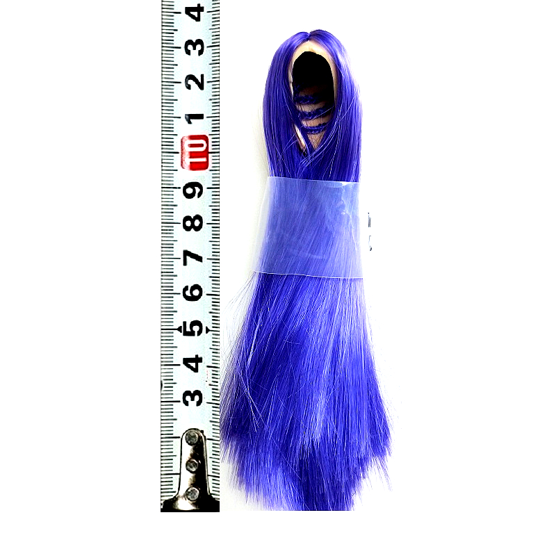 13 Long Straight Blue1 / 6 Man soldier female Head carving Hair cover Wigs fit ymtoysgactoyskumik1 : 6 female Head carving change head