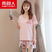 Nam cực đồ ngủ mùa hè của phụ nữ phù hợp với ngắn tay hai mảnh bông Hàn Quốc dễ thương của phụ nữ mặc quần áo nhà nữ mùa hè ăn mặc