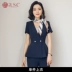 Ai Shangchen mùa hè mặc chuyên nghiệp phù hợp với phụ nữ váy ngắn tay khí chất kích thước lớn OL công cụ tiếp viên đồng phục quần yếm - Bộ đồ Bộ đồ