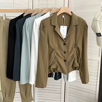 Осенний корсет, костюм, короткий жакет, короткая мини-юбка, пиджак классического кроя, коллекция 2021, на шнурках, длинный рукав