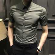 Áo sơ mi nam tay ngắn mùa hè phiên bản Hàn Quốc của xu hướng áo sơ mi đẹp trai Thanh niên giản dị, nóng bỏng, miễn phí - Áo