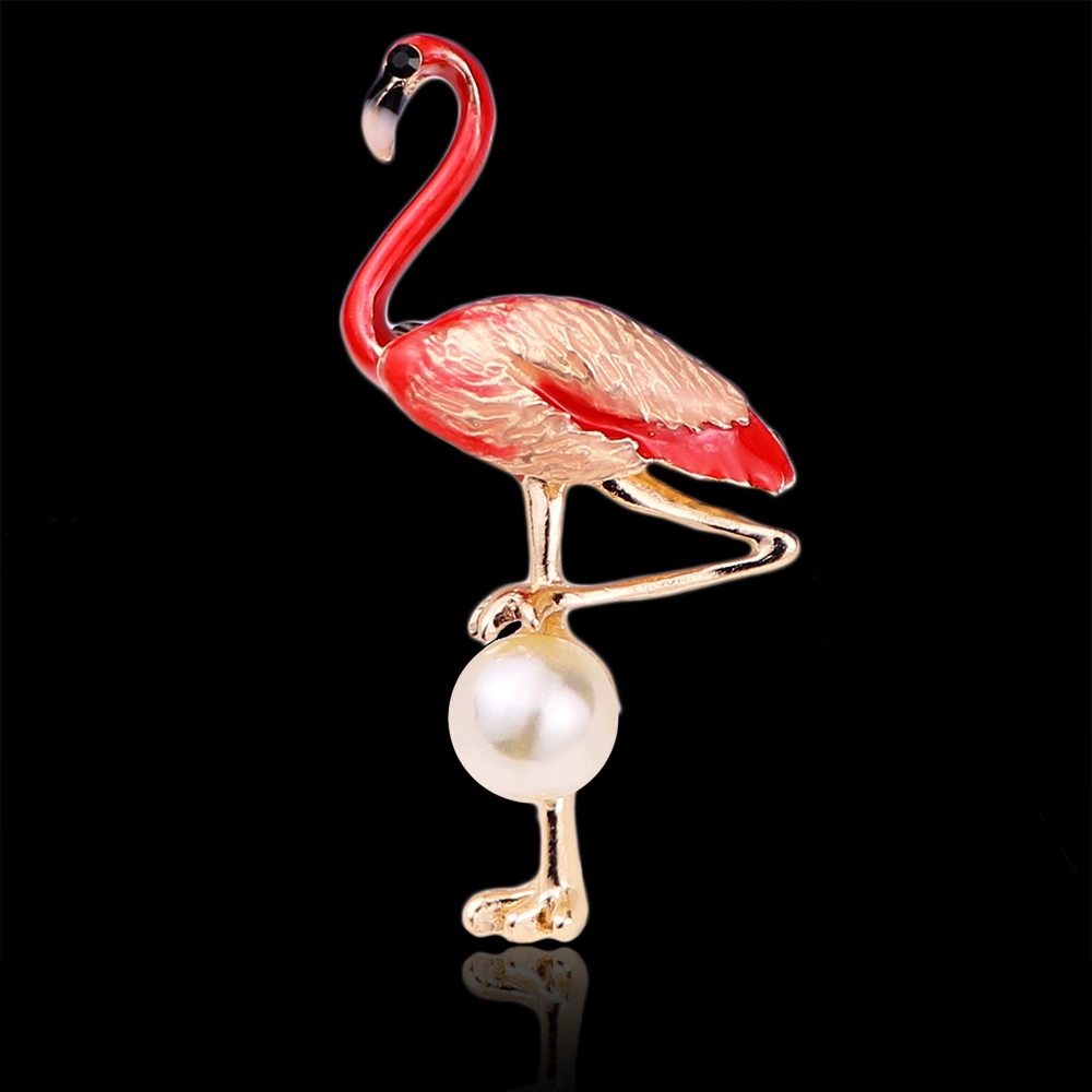 Ngọc trai trâm cài thời trang nữ áo len pin cardigan Hàn Quốc phong cách hoang dã phụ kiện flamingo corsage - Trâm cài