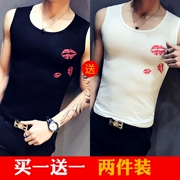 Mua một tặng một mùa hè miễn phí Hàn Quốc phiên bản của không tay T-Shirt mồ hôi thoáng khí của nam giới vest rào cản Slim-type hai-strand vest nam