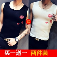 Mua một tặng một mùa hè miễn phí Hàn Quốc phiên bản của không tay T-Shirt mồ hôi thoáng khí của nam giới vest rào cản Slim-type hai-strand vest nam áo thể thao