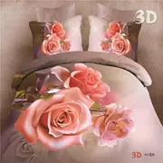 Bông bốn mùa xuân và mùa thu 3D5D hoa ba chiều toàn bộ hình ảnh khăn trải giường bằng vải bông mới bộ đồ giường cưới bốn mảnh - Bộ đồ giường bốn mảnh