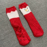 Десять пар свободных -Ззип -тепло, анти -стекло, силиконовые носки, носки для сна, снеговики красные рождественские носки