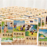 100 thành ngữ nhận thức domino biết chữ khối xây dựng món quà của trẻ em đồ chơi giáo dục 3-4-5-6 tuổi