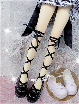 taobao agent Bjd/sd dolls, foreign shoes, boots, 3 points, 4 points, ribbon princess shoes black and white two -color selection 1/3, 1/4