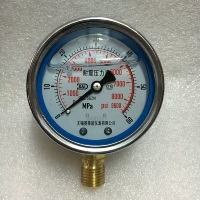 Nhà sản xuất Vô Tích bán hàng trực tiếp đồng hồ đo áp suất chống sốc chứa đầy dầu đồng hồ đo áp suất không khí áp suất dầu đồng hồ đo áp suất không khí chống sốc xuyên tâm YN60