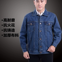 Của nam giới denim jacket tops cotton dày hàn quần áo làm việc quần áo bảo hộ ve áo mặc áo coat áo khoác nỉ